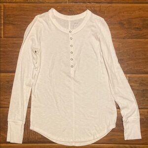 Aerie Long Sleeve Henley Tee - Cream